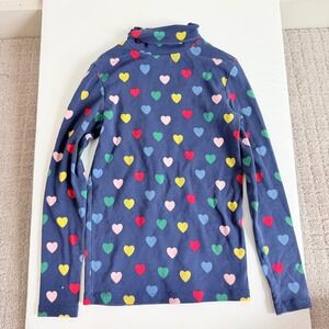 Mini Boden Heart Print Cotton Turtleneck Size 9-10